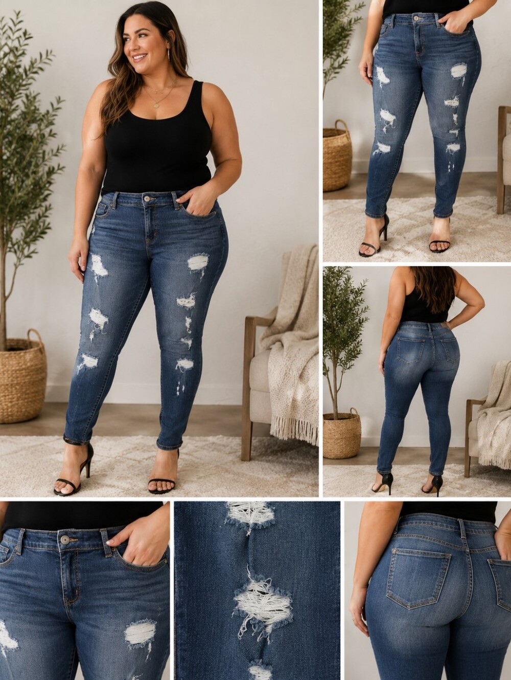Torrid Premium Distressed Skinny Jeans 16R Medium Wash